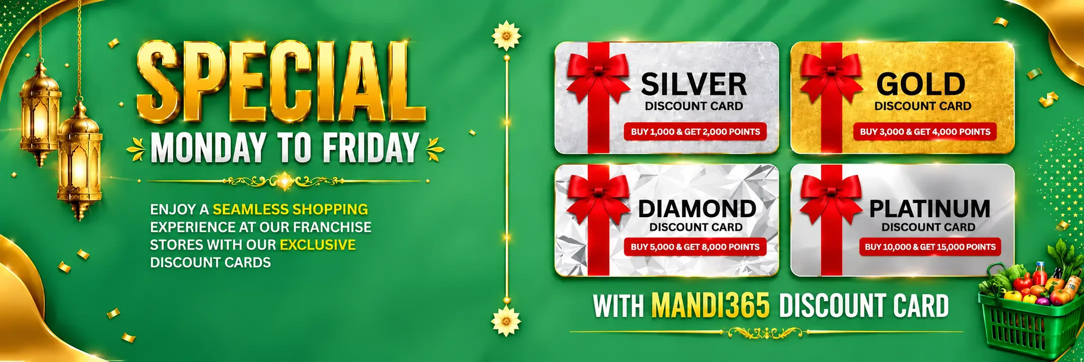 Mandi365 Silver, Gold, Diamond and Platinum shopping card benefits